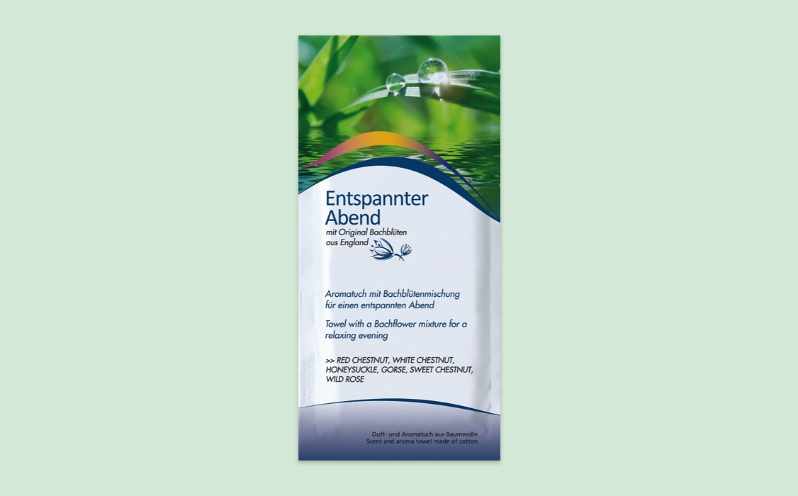 Erfrischungstuch mit Bachblüten Entspannter Abend