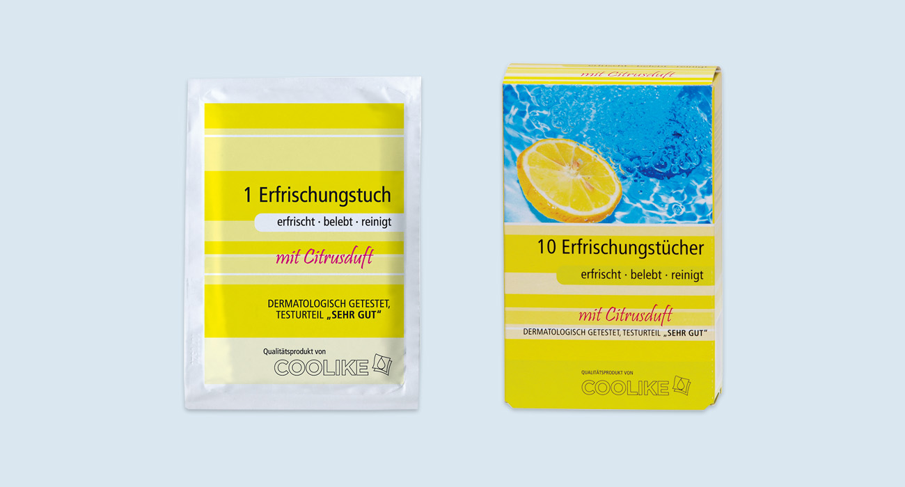 Erfrischungstuch mit Citrusduft