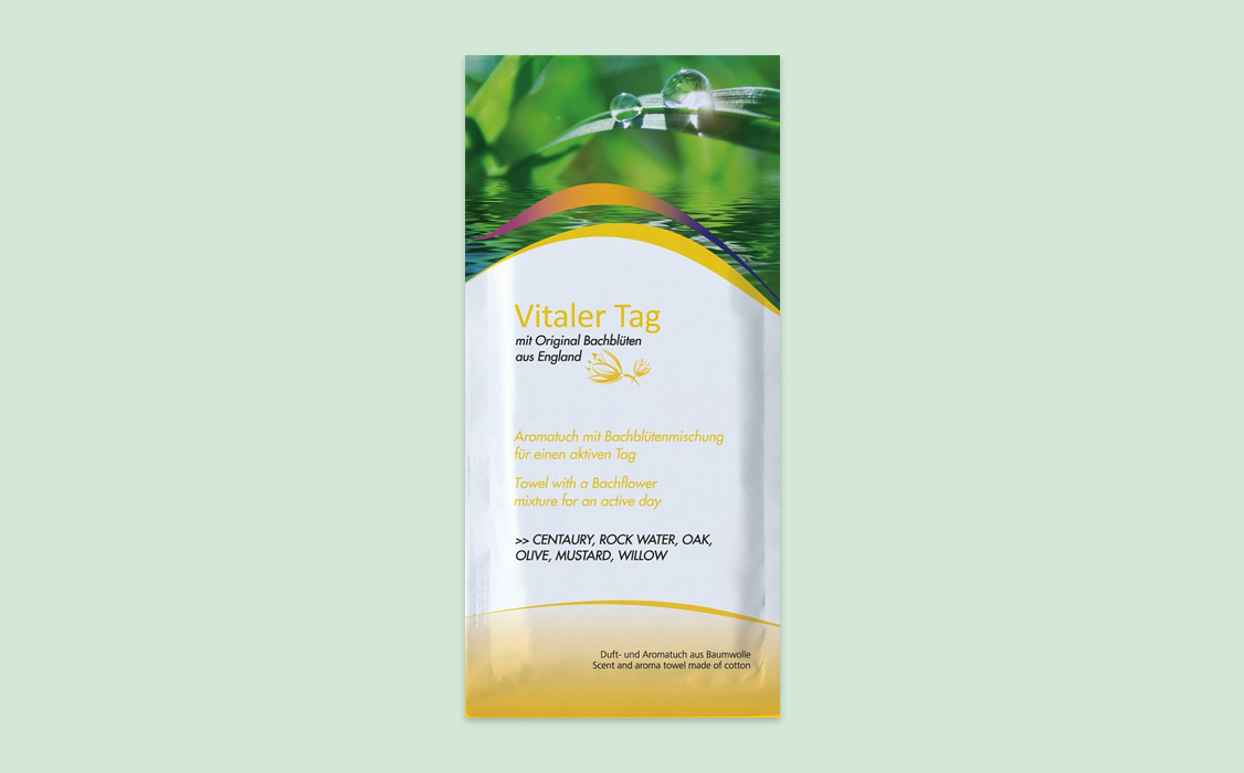 Erfrischungstuch mit Bachblüten Vitaler Tag
