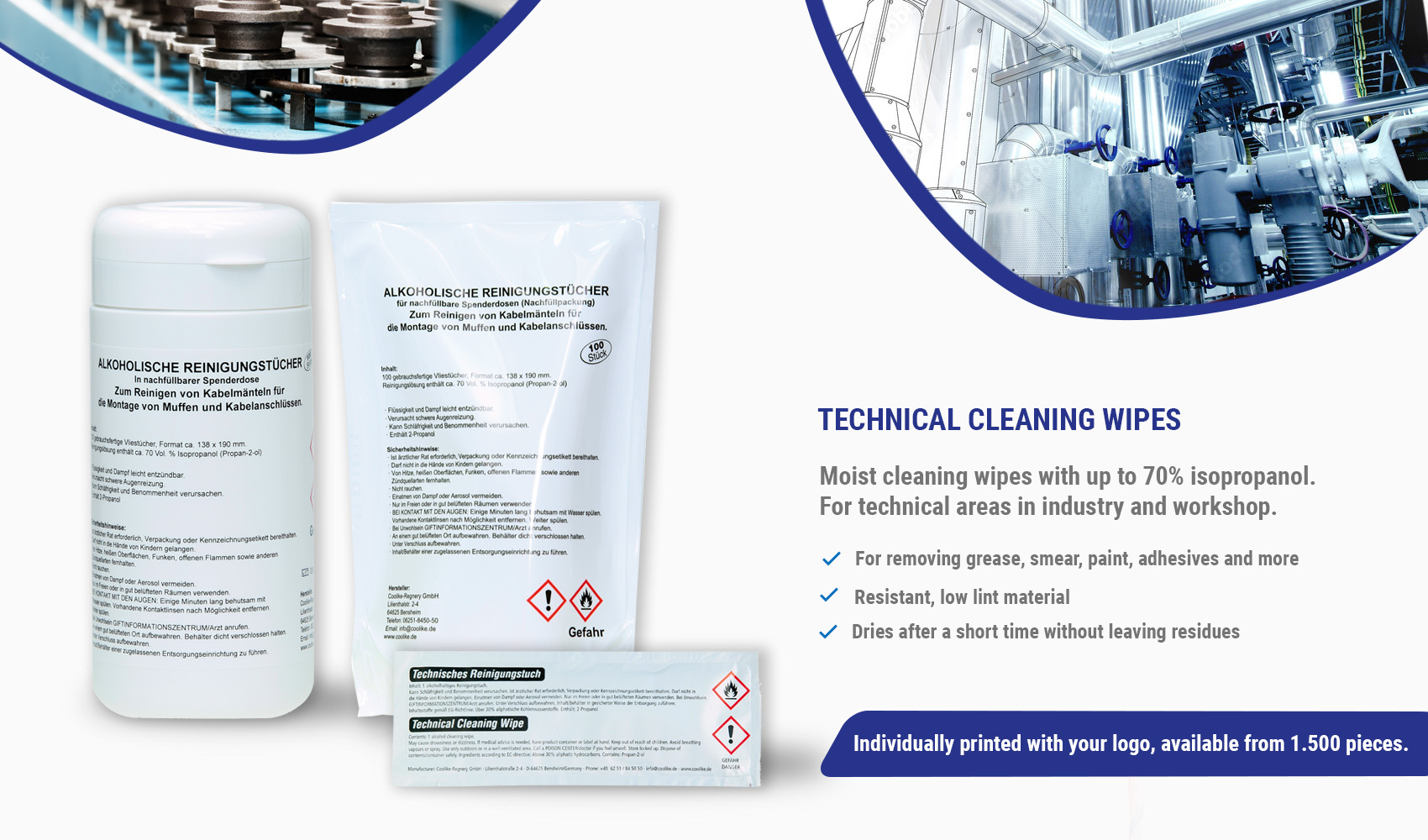 Technical cleaning wipes with Isopropanol Alcohol